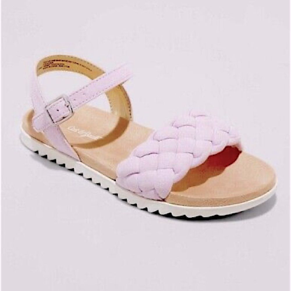 Cat & Jack Girls Amelia Braided comfort Footbed Sandals lavender purple 2